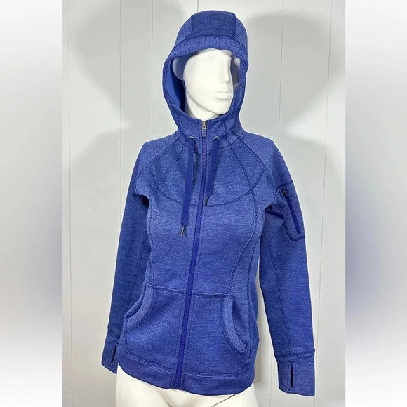 Athleta Tops - Athleta Blue Full Zip Hooded Fleece Jacket Athletic Active Gym Sweater XS